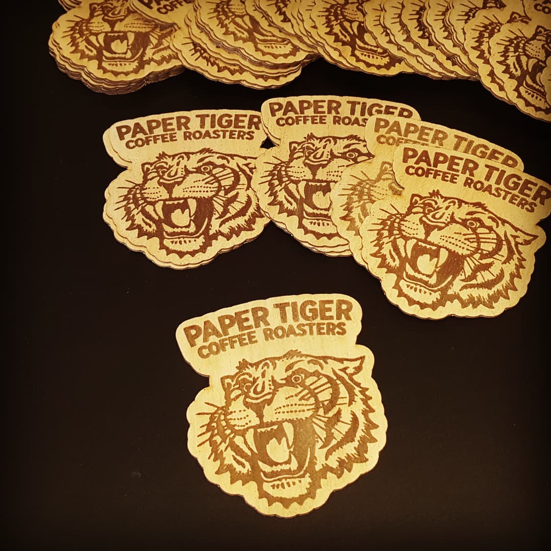 New wood veneer stickers... - Paper Tiger Coffee Roasters