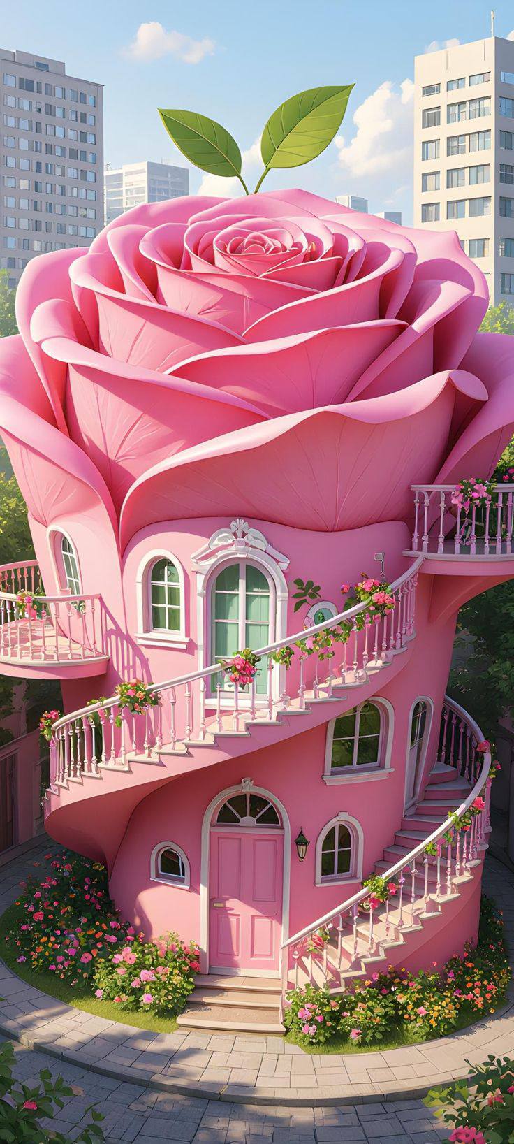 Unique pink house