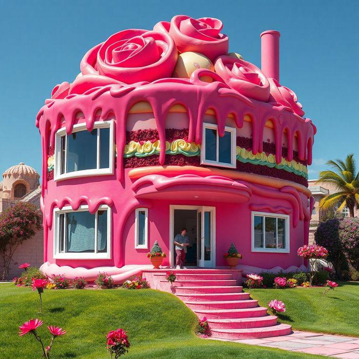 Unique pink house