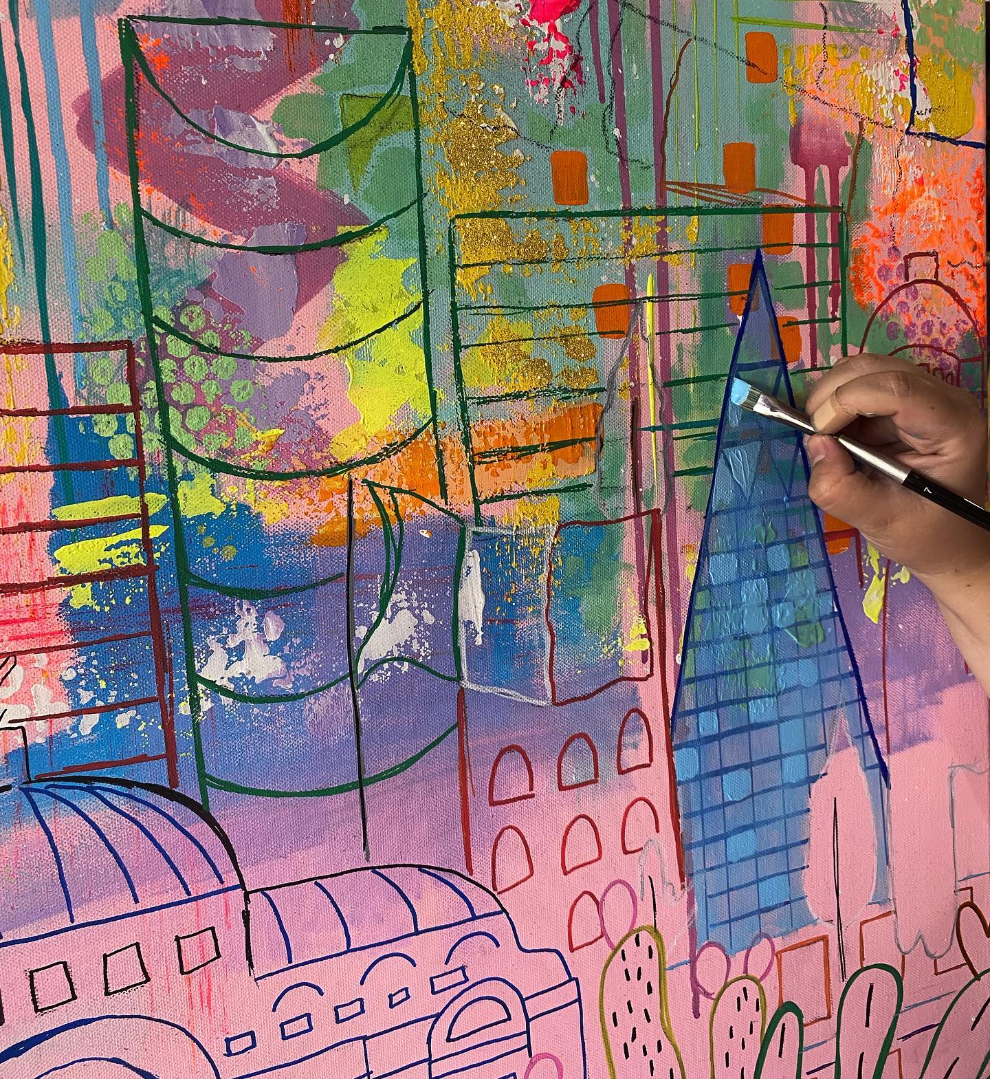 PatRod_pintura - En clase. Cuadro en proceso. Alumna...
