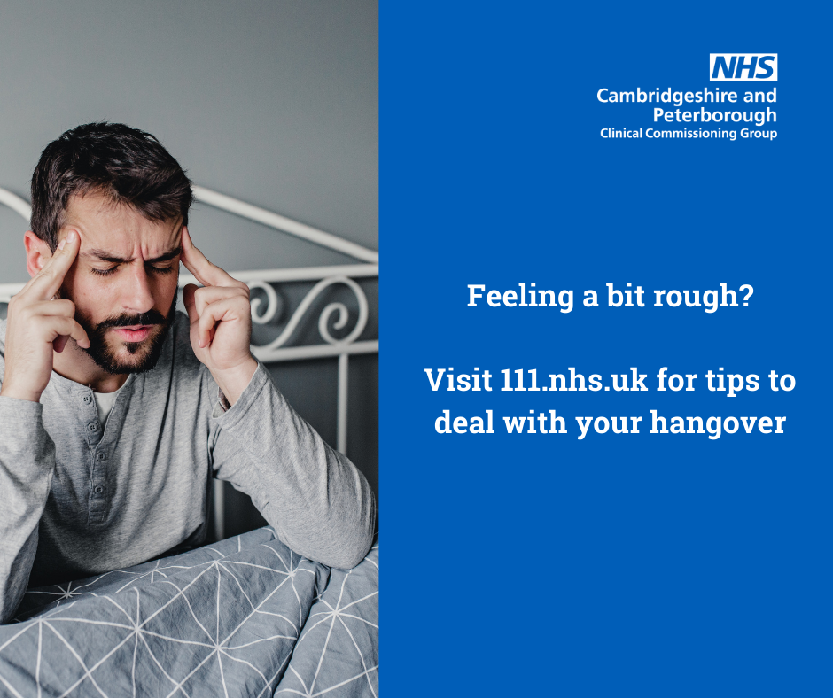 Feeling a bit rough? You can visit 111.nhs.uk for advice on how to deal with hangovers