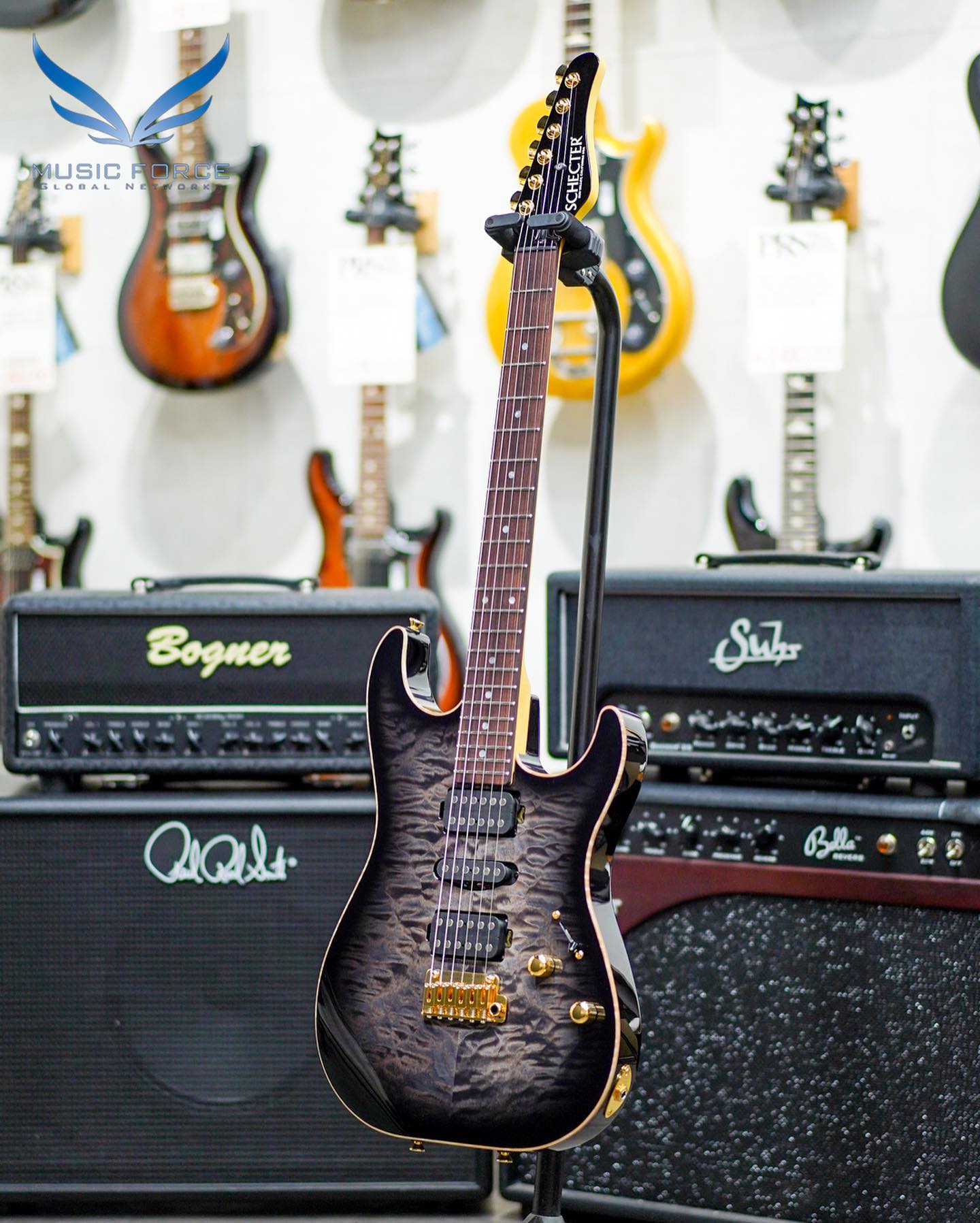 Schecter USA Custom Shop Sunset Custom II HSH-Trans Black w