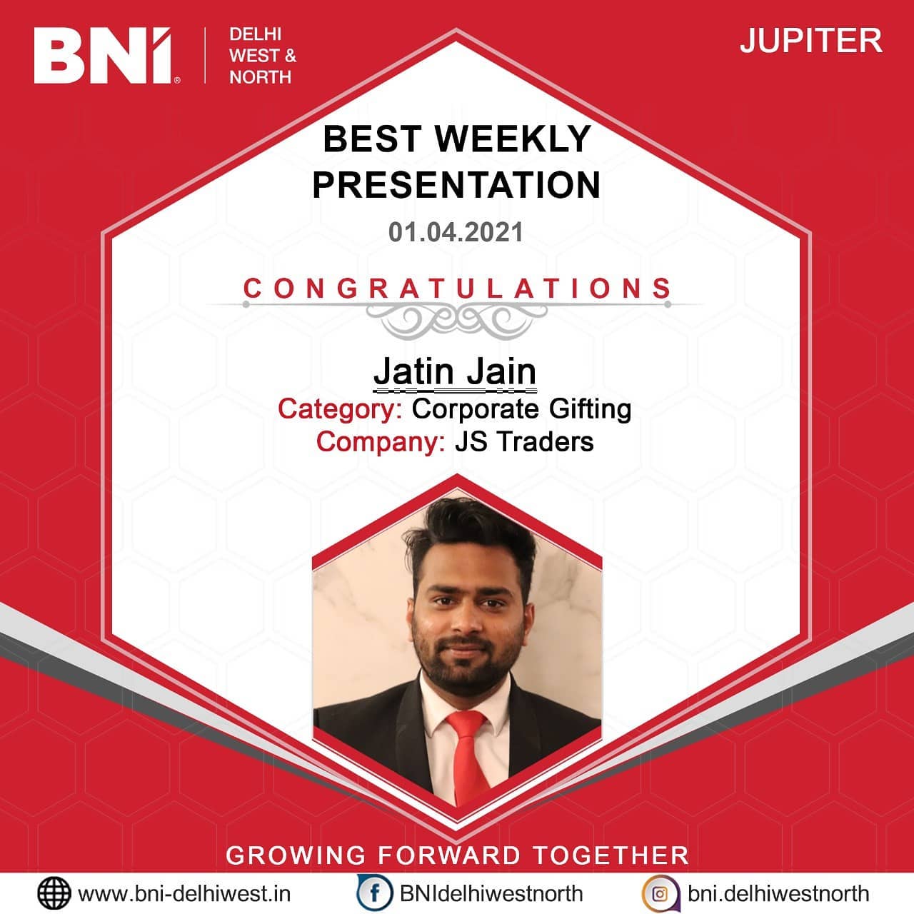 BNI New Delhi - Congratulations to Mr Jatin Jain for winning the best ...