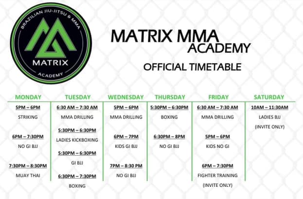 Updated timetable 👊🏻👊🏻 - Matrix Jiu Jitsu Adelaide
