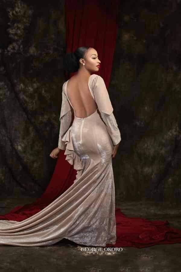 rahama sadau backless dress Nigerian actress, has deleted photos of the 'backless dress' she shared on social media. Recall that after Sadau share photos from the photoshoot wearing the champagne gold gown, a lot Color:White Pearl caitlynpractice Blue High Neck Backless