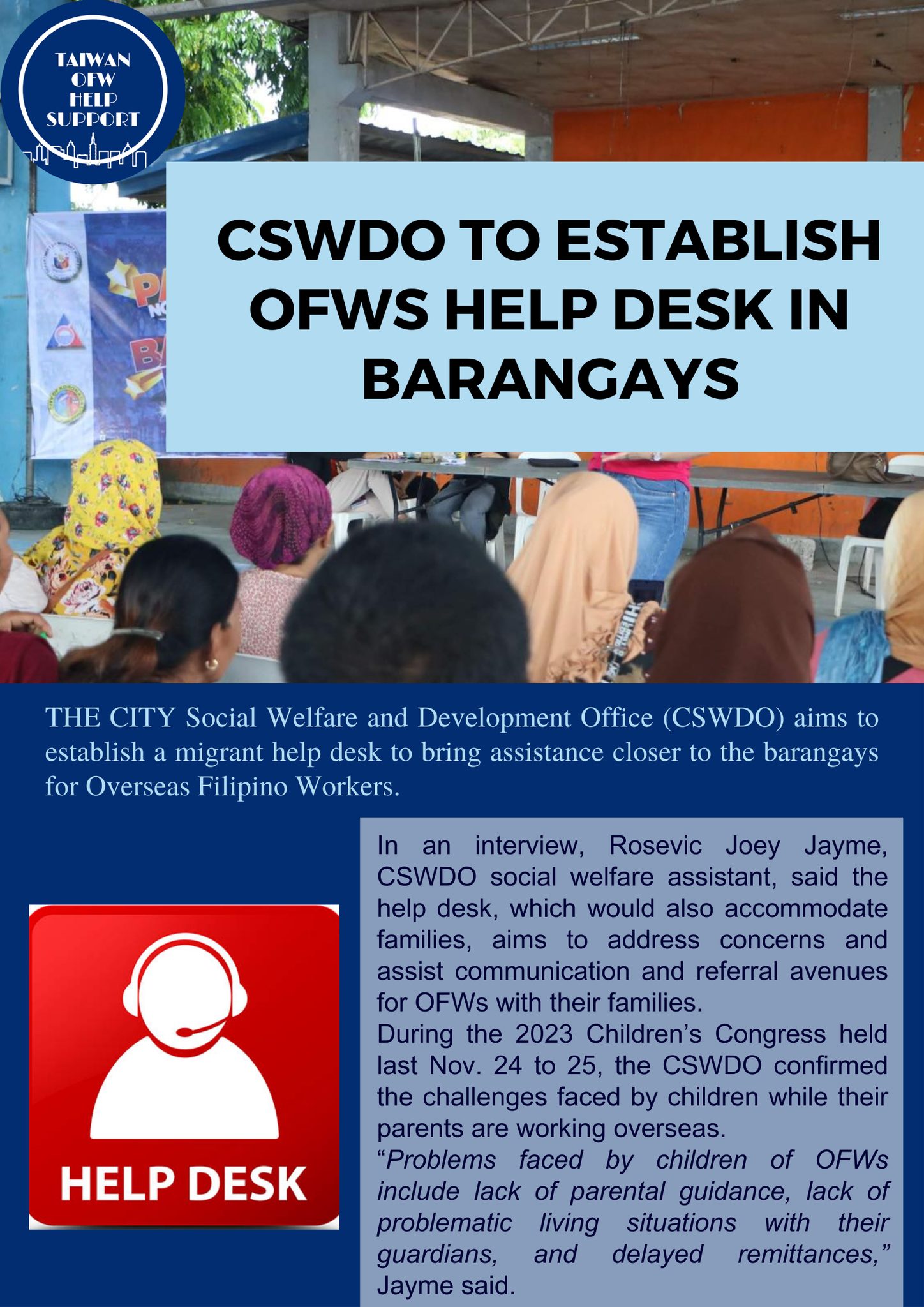 This initiative by the CSWDO... - Taiwan OFW Help & Support | Facebook