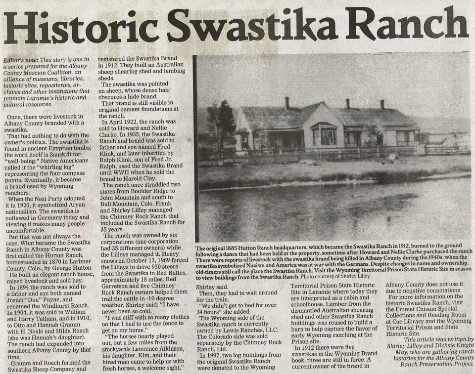 Albany County Wyoming Ranch Histories - Laramie Boomerang Article, 9 ...