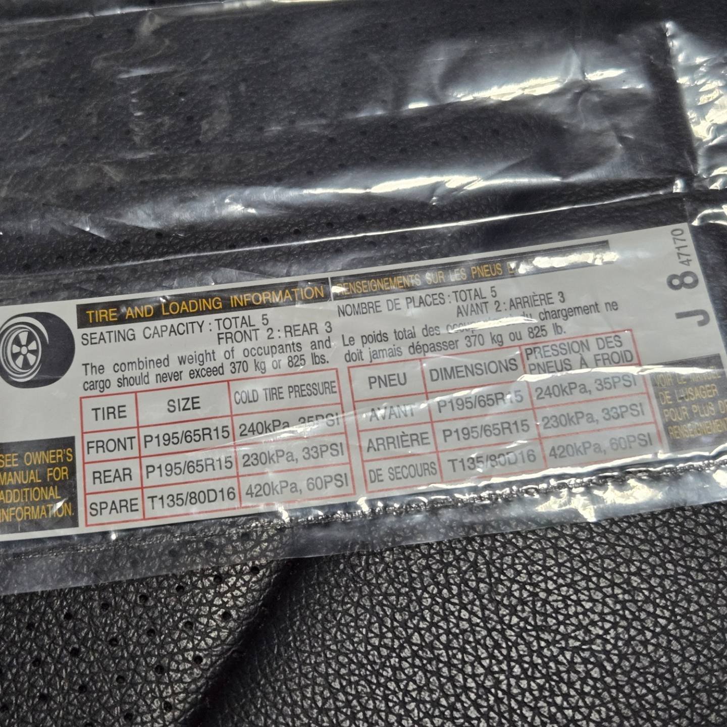 タイヤ空気圧ラベル を #US PRIUS #北米仕様 195/65R15用へ～ #タイヤ 