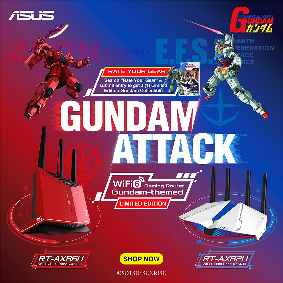 Great news, Gundam fans! New launch ASUS Gundam-themed RT-AX82U