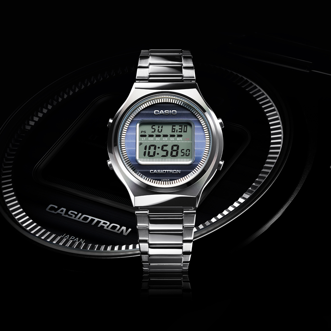 Casio Casiotron TRN-110 digital watch with a silver stainless