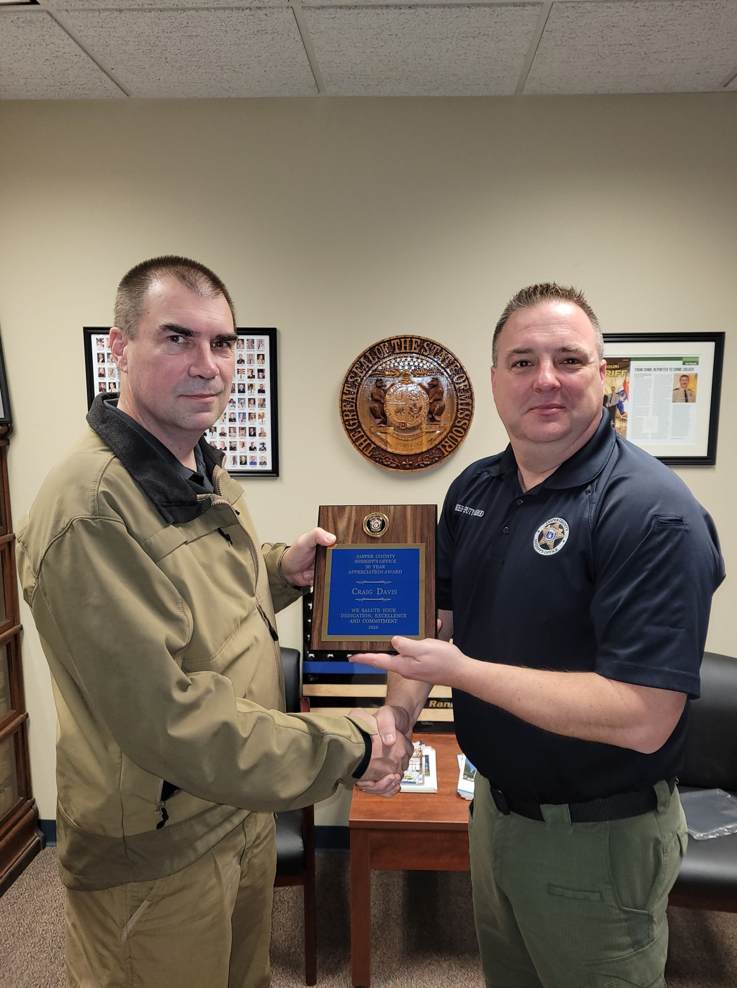 Jasper County Sheriff's Office - 30 years of Service Sgt. Craig Davis ...