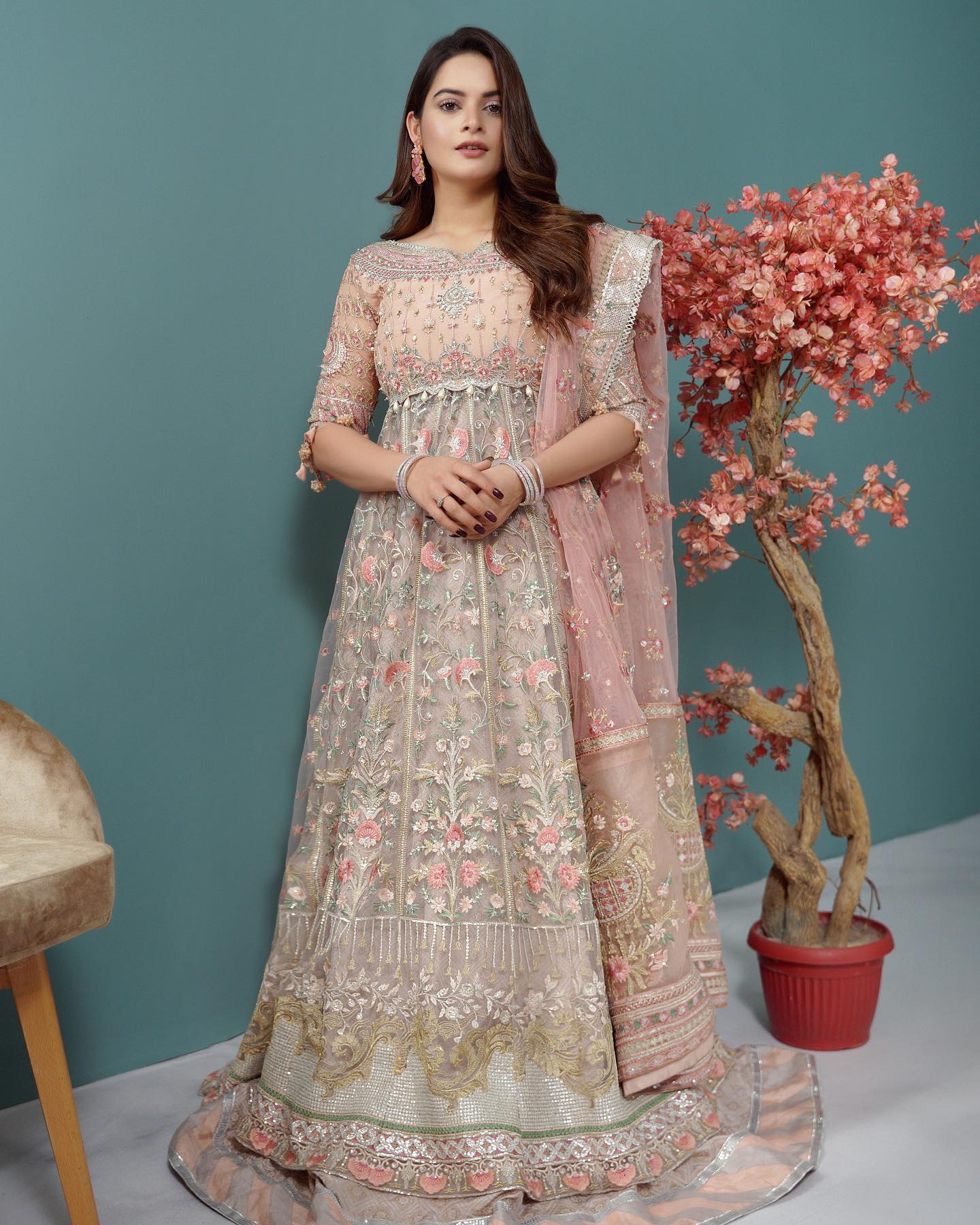 green emerald velvet dress  La Couture Minal's Engagement Look
