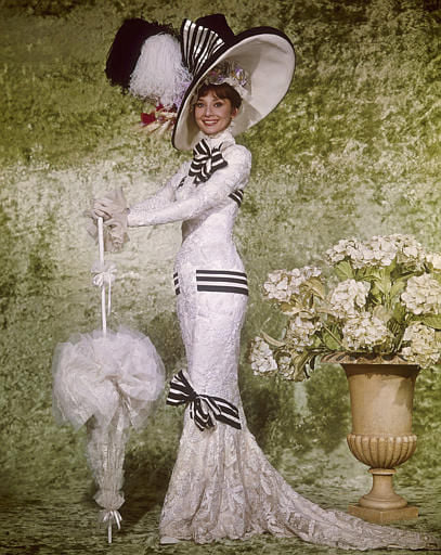 my fair lady dress designer Audrey Hepburn in 1964's 'My Lady' in one of her unforgettable dresses from the history of cinema and fashion, designed by costume Cecil Beaton leprechaun costume