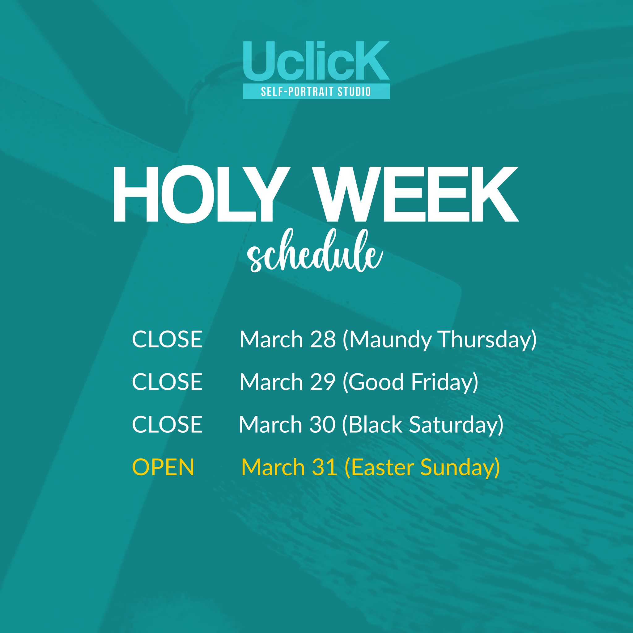 UclicK - #UclickAnnouncement 📣 In observance of the Holy Week, all ...