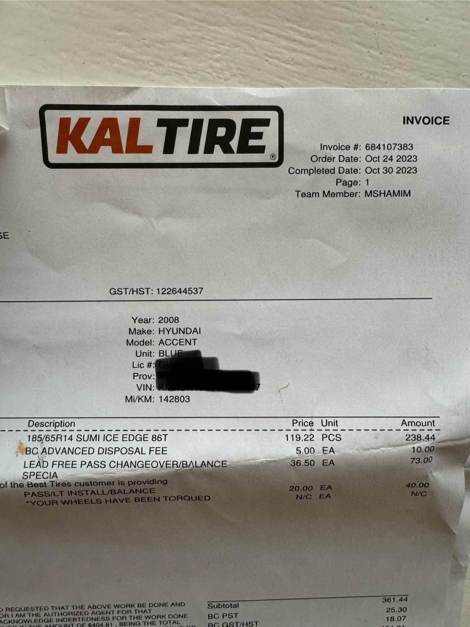 Winter Tires 185/65R14 Car Wheels, Tires & Parts Vancouver