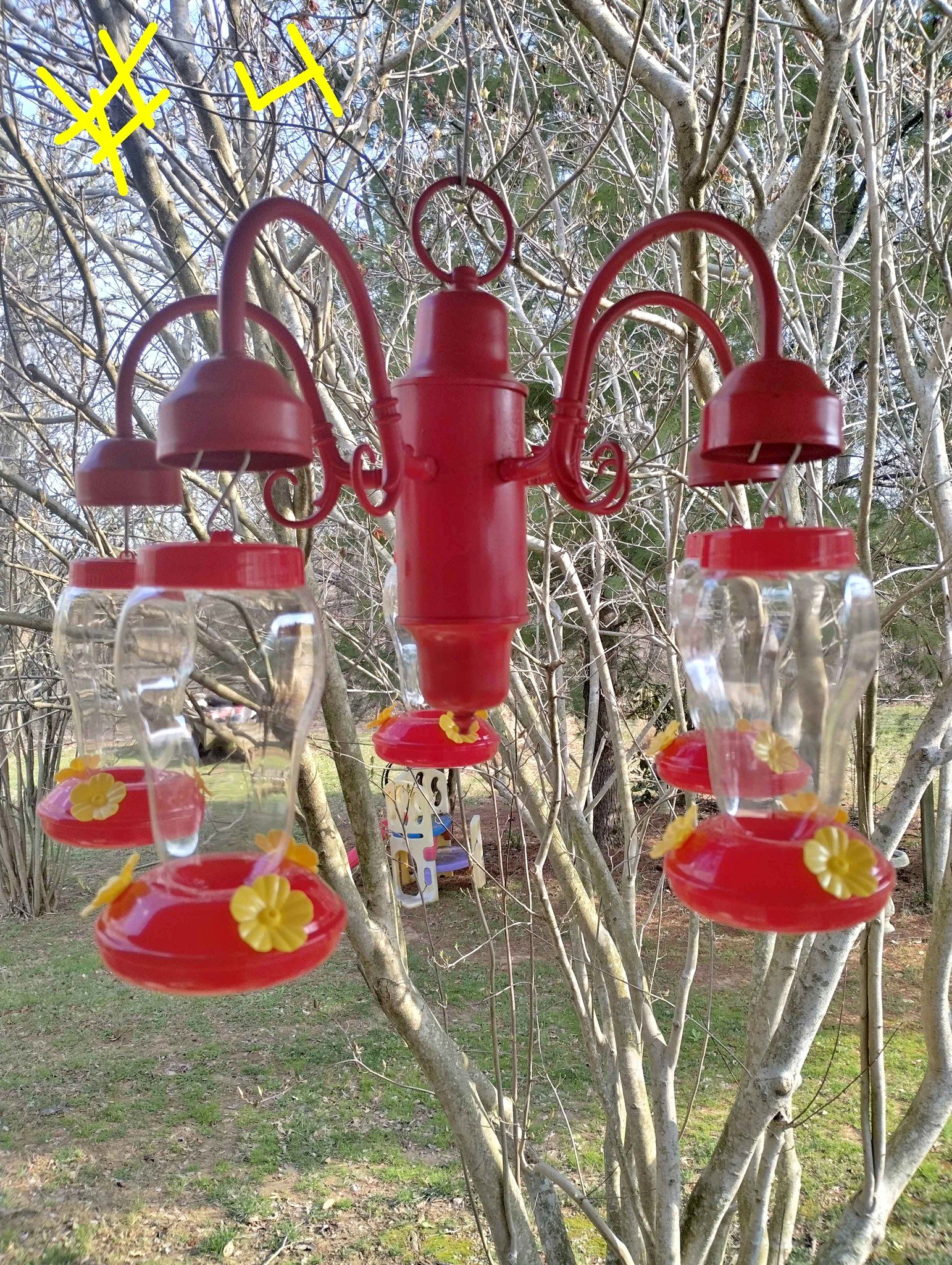Chandelier Hummingbird Feeders with Feeders #1 #2 #4 #6 & #7 are 5