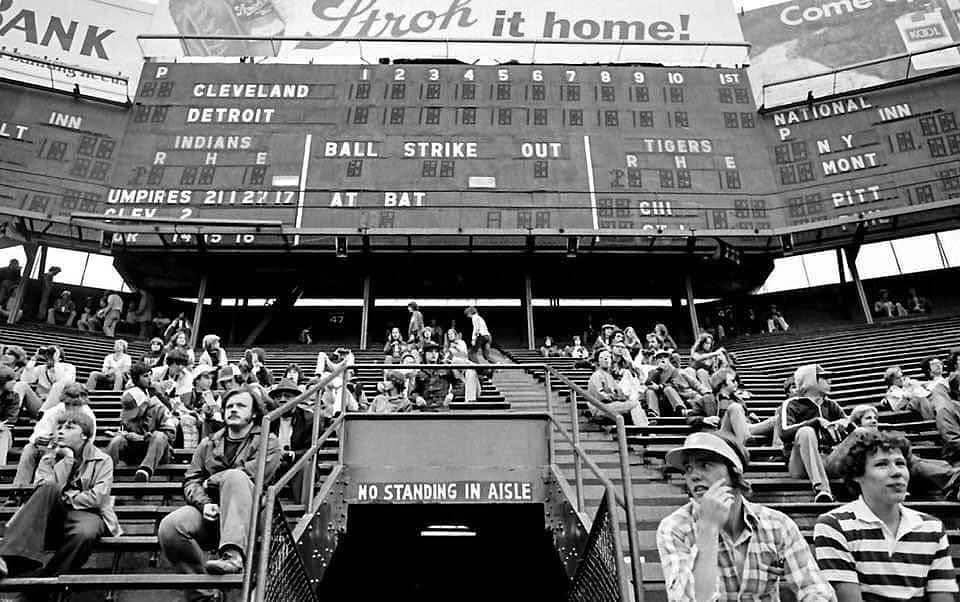1970s. Tiger Stadium. The cheap seats in the bleacher section.