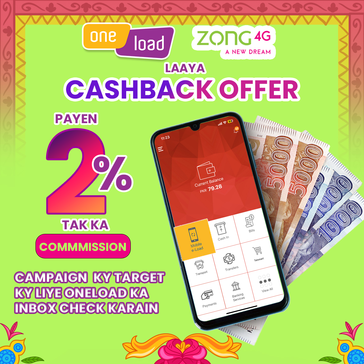 OneLoad - OneLoad ki Zong CASHBACK campaign mei sirf 3 din...