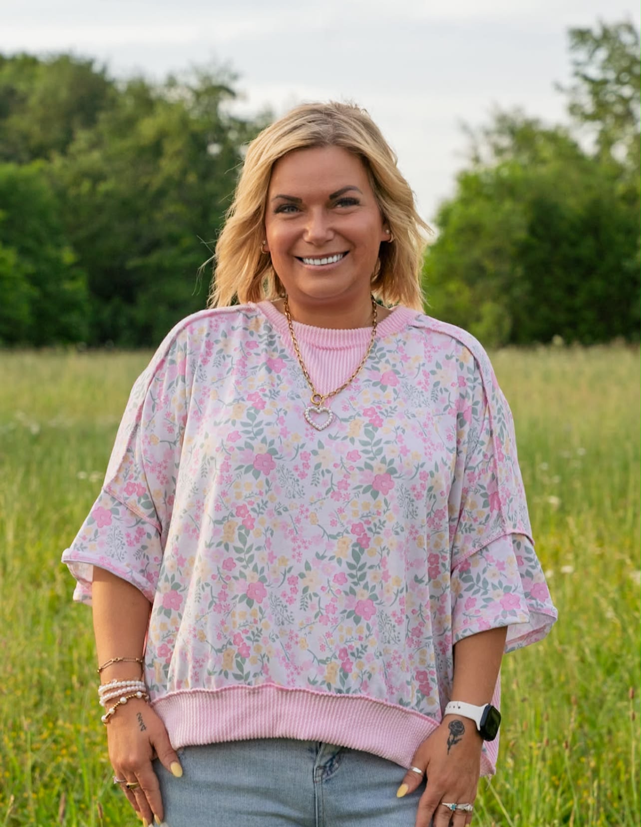 Turn heads in this Winter Rose Pink Floral Brocade Puff Sleeve Top
