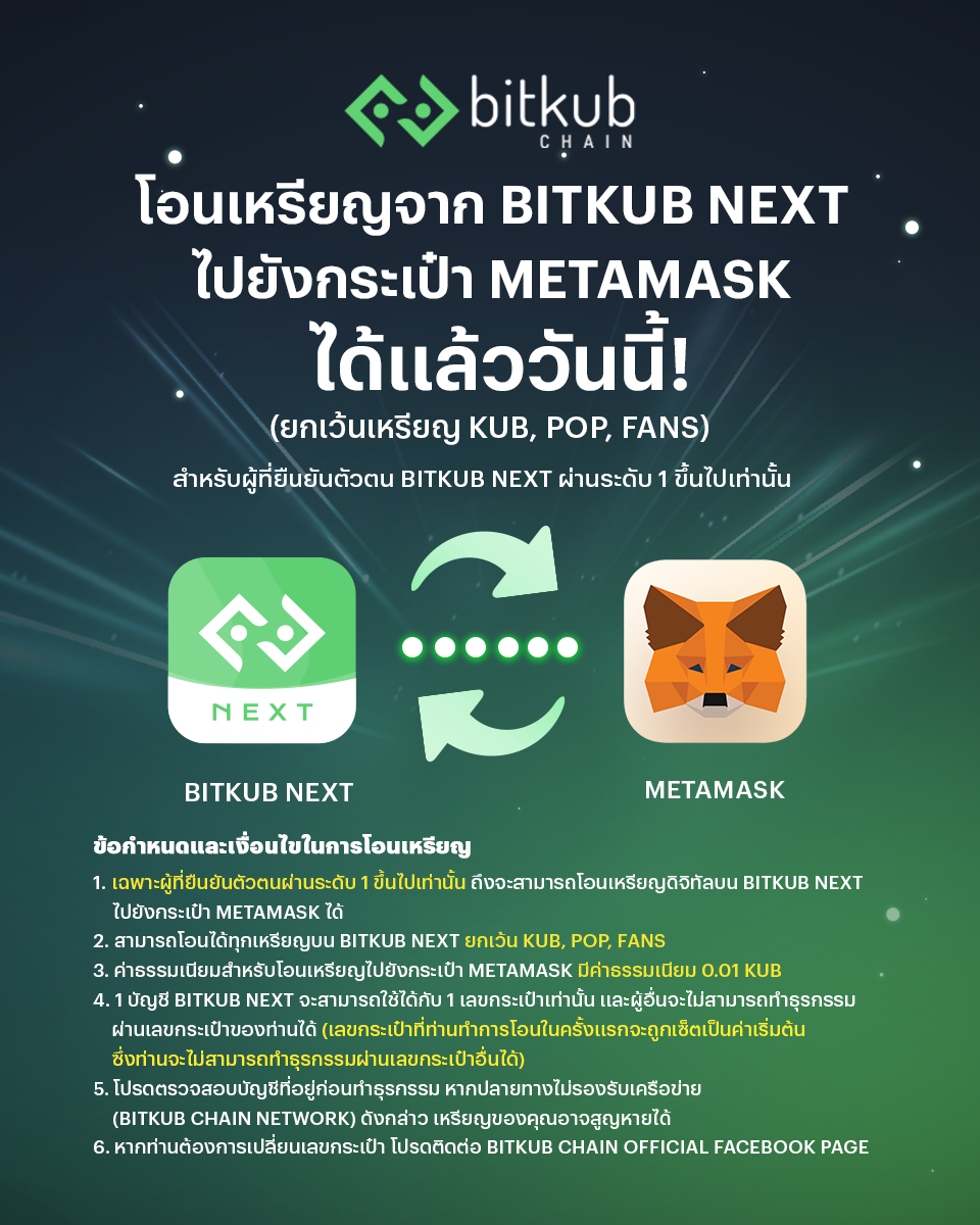 Bitkub Chain - ทุกท่านสามารถโอนเหรียญจาก Bitkub NEXT...
