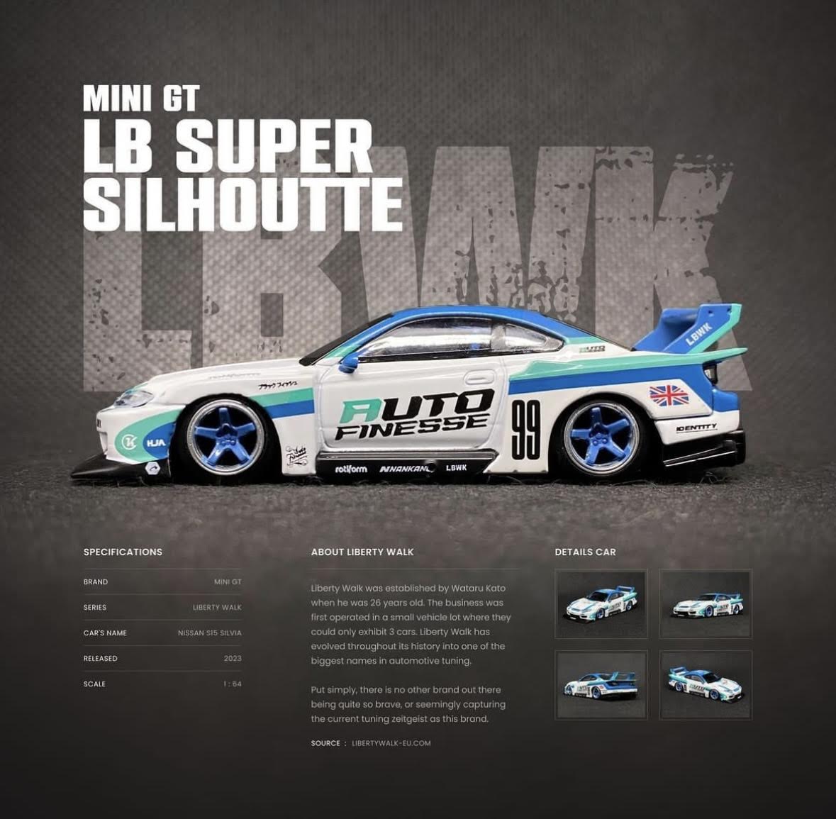 Mini GT LB-Super Silhouette Nissan S15 Silvia Auto Finesse Sema 2023