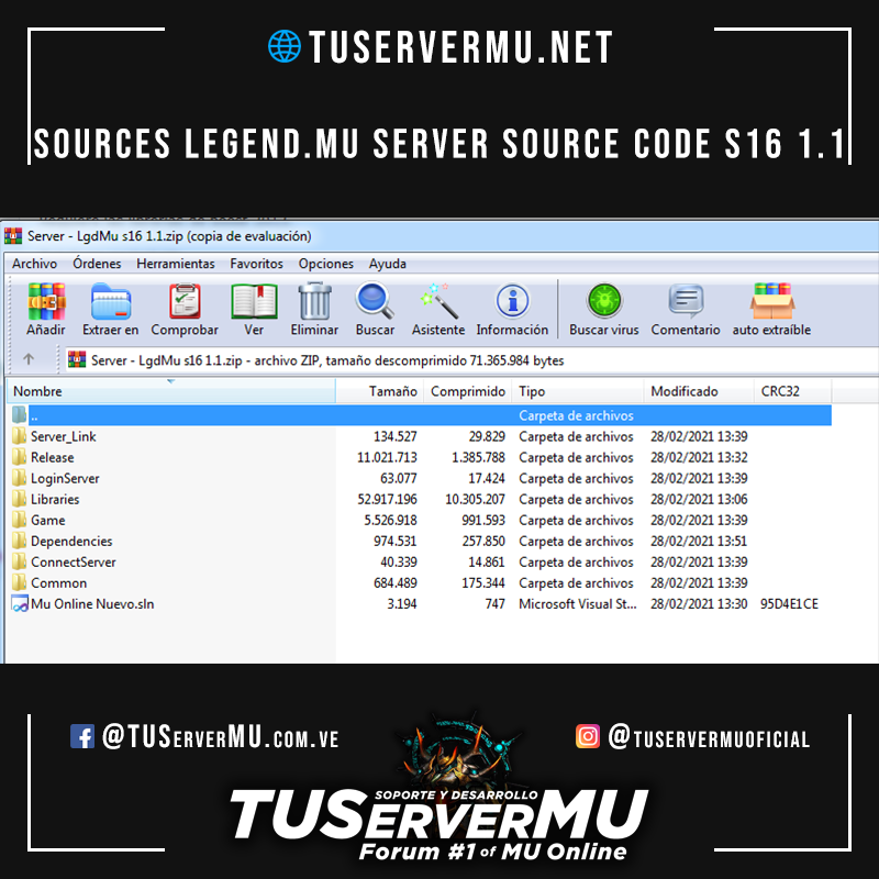 TUServerMU - Sources Legend.mu server source code S16 1.1...