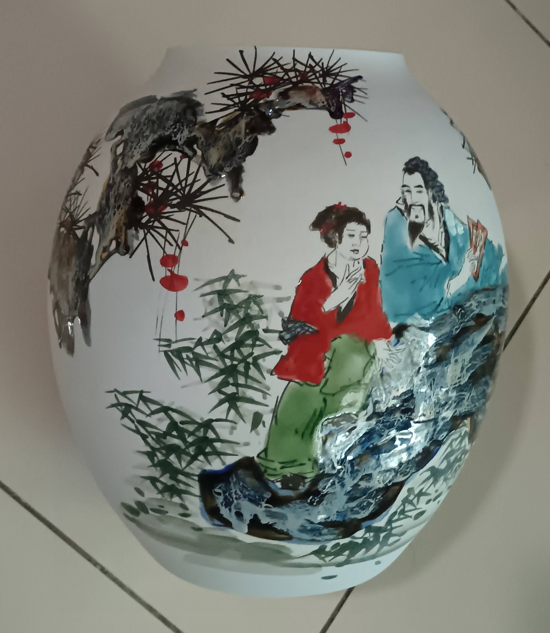 出一套手工青花福绿寿财神雕像精品粉彩福祿壽三星器型精致福禄寿三星
