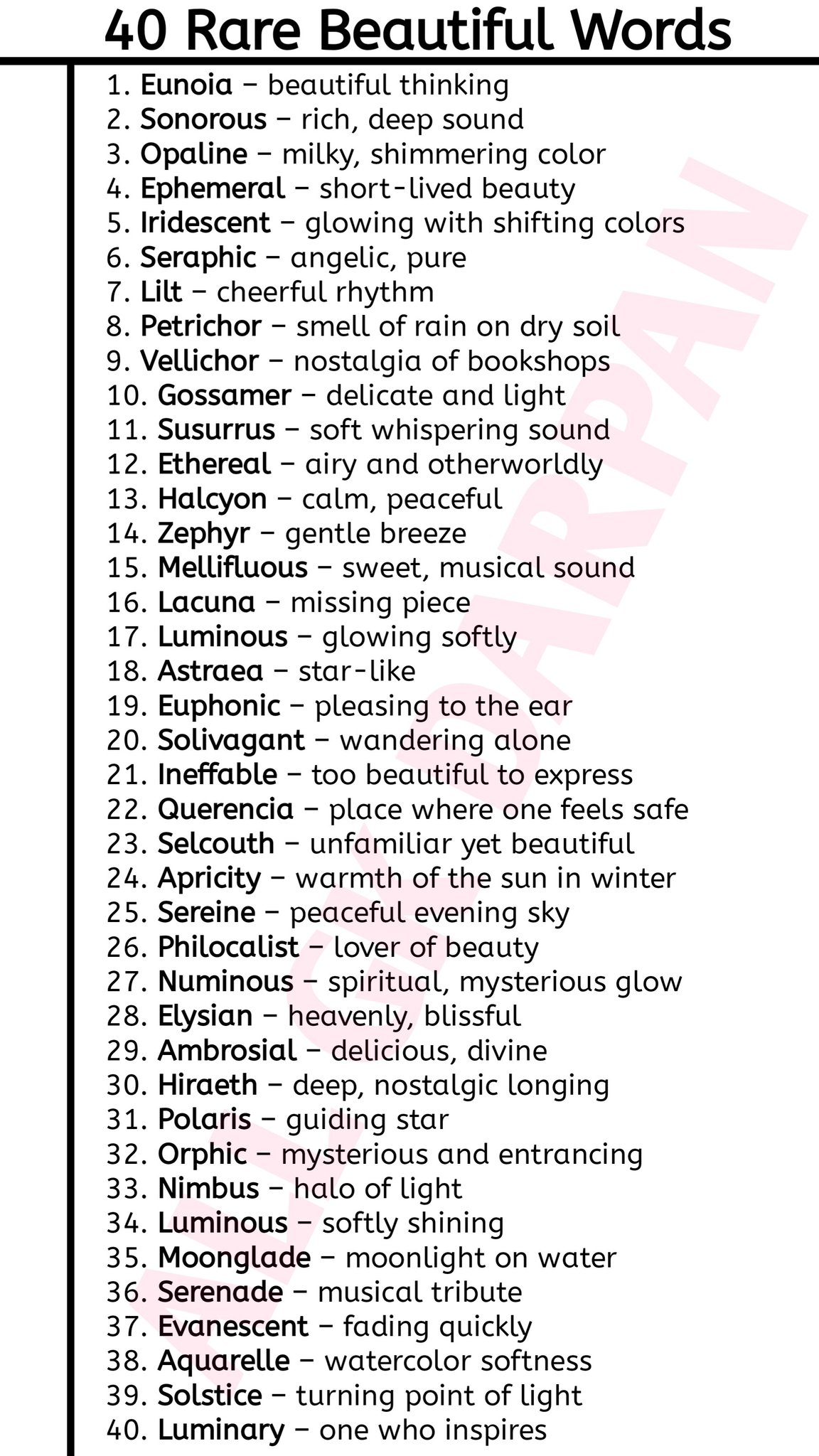 👉 40 Rare beautiful words