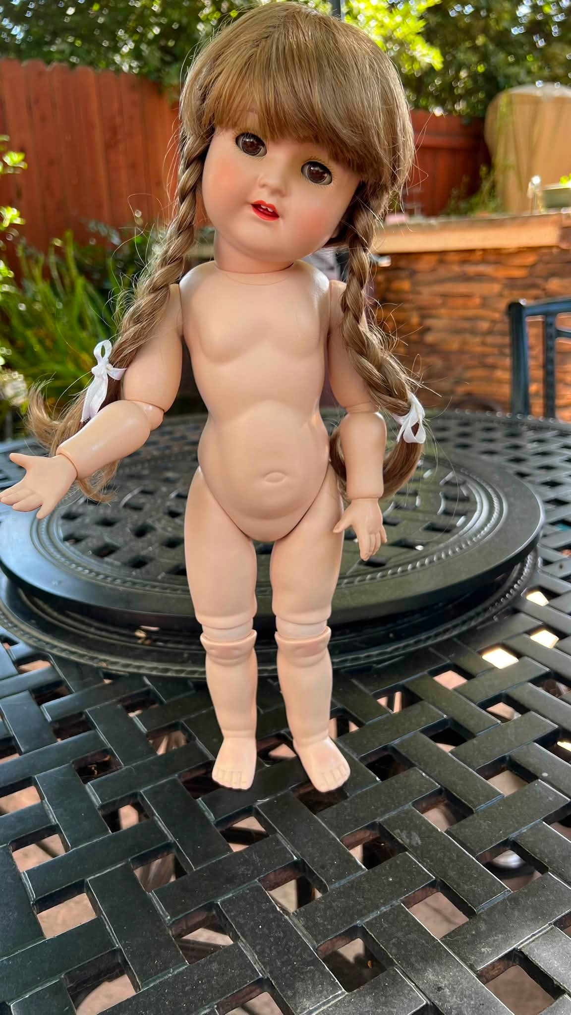German Koenig & Wernicke doll from 1980s with human hair wig and