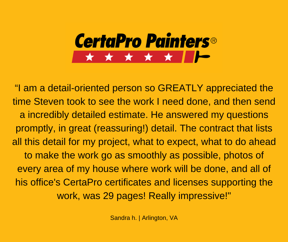 Thanks for the great... - CertaPro Painters of Arlington, VA