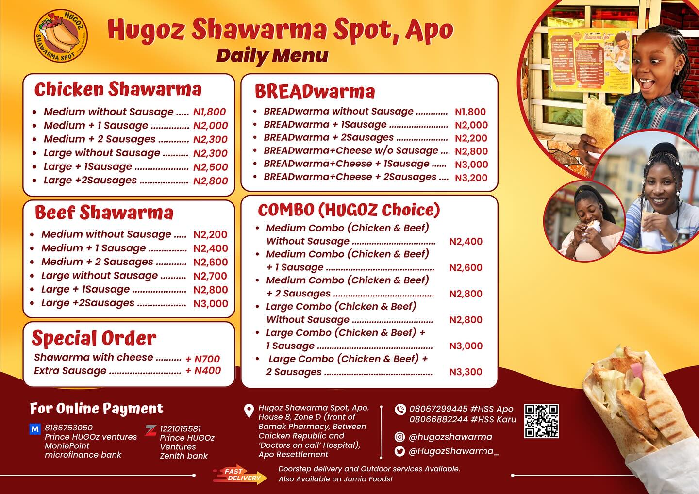 hugozshawarma - Updated menu #HSS #Abujaceo #shawarma...