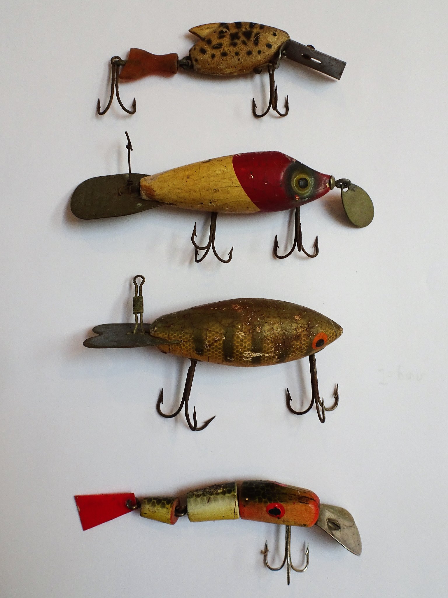 antique fishing lure box only bud stuart hammer handle Stewart / Rat Man Type Minnow Blue White Color  My Bait Shop, LLC Bud Stewart's vintage Snake Wiggler