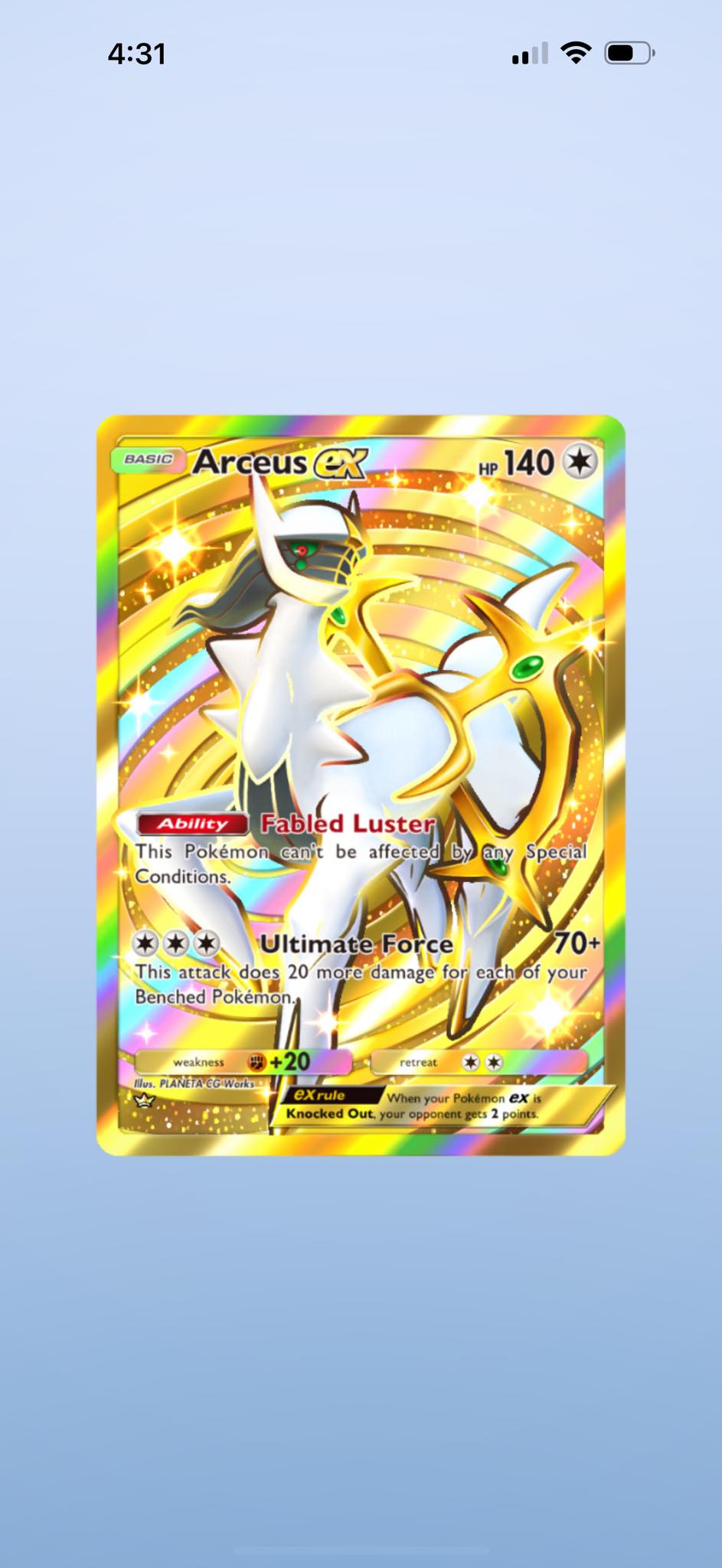 arceus break pokemon card Trading Game Colorless Ability First Law Prevent all effects of your opponents attacks 2009 Pokemon ARCEUS LV. 100