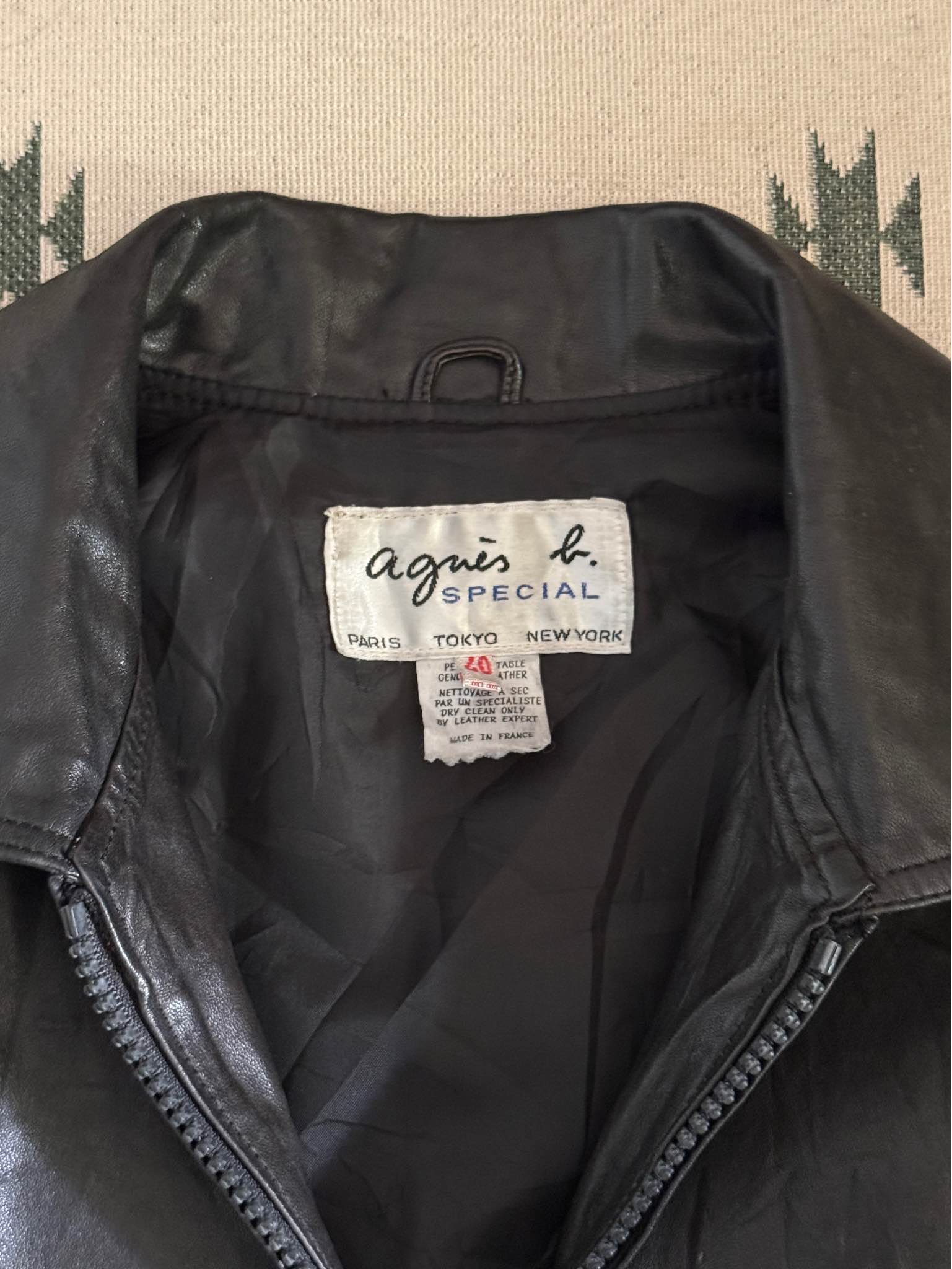 Vintage 1990s Archived Agnés b Special Leather Jacket Pit to pit
