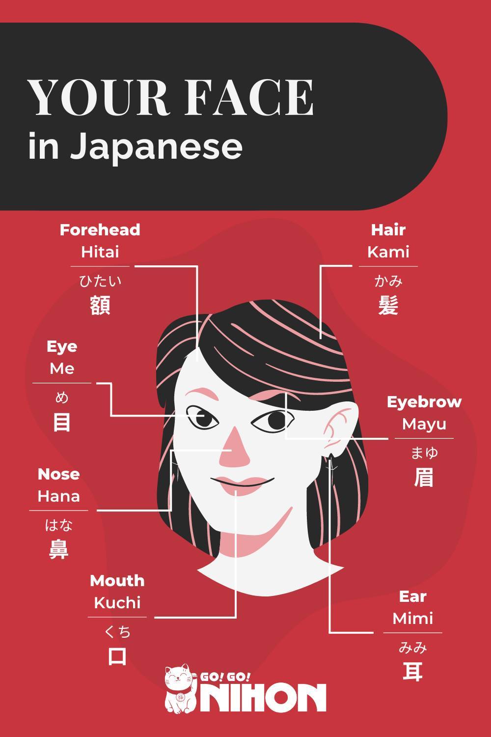 Japanese vocabulary for the face