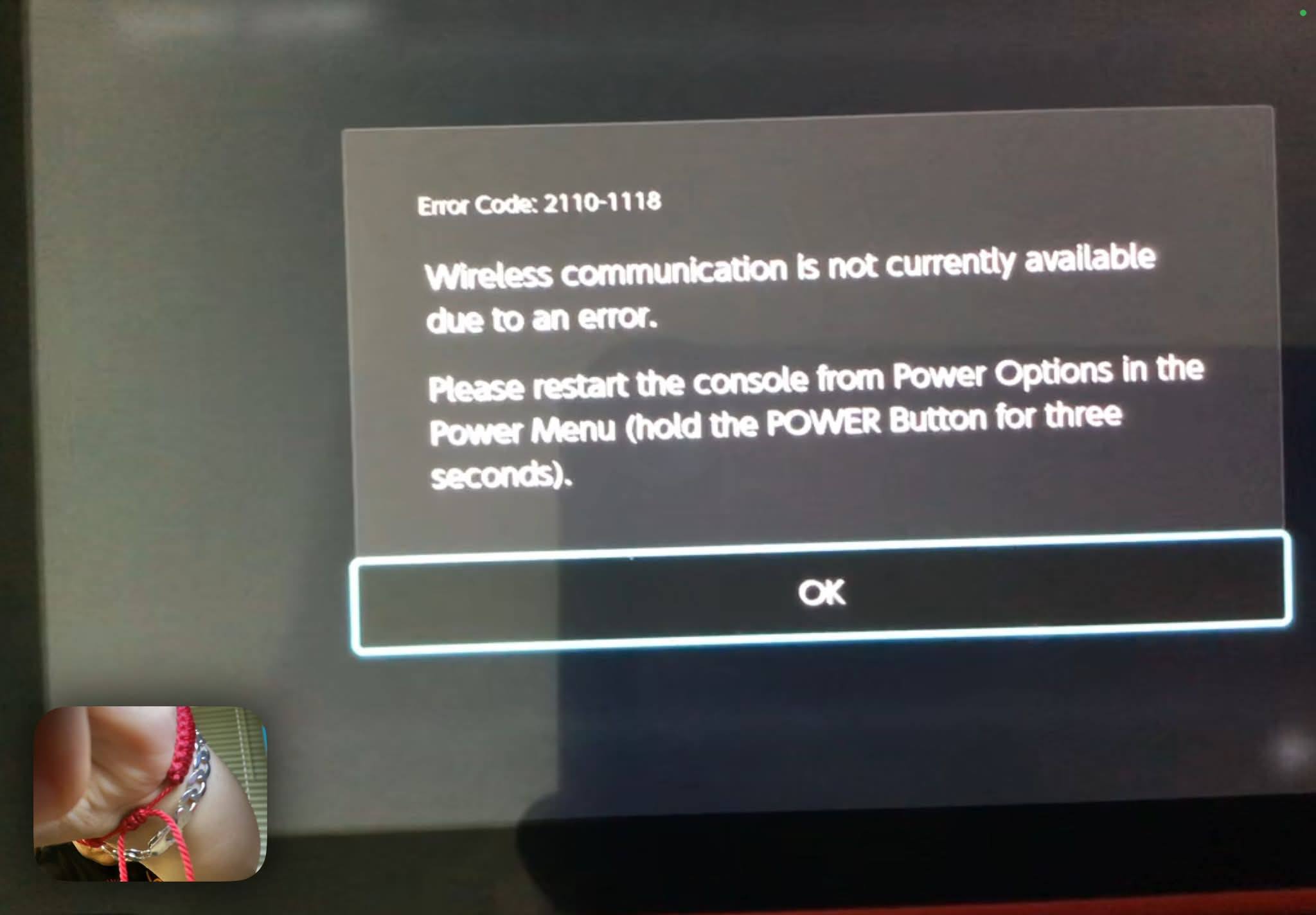 What causes Nintendo Switch error code 2110-1118?