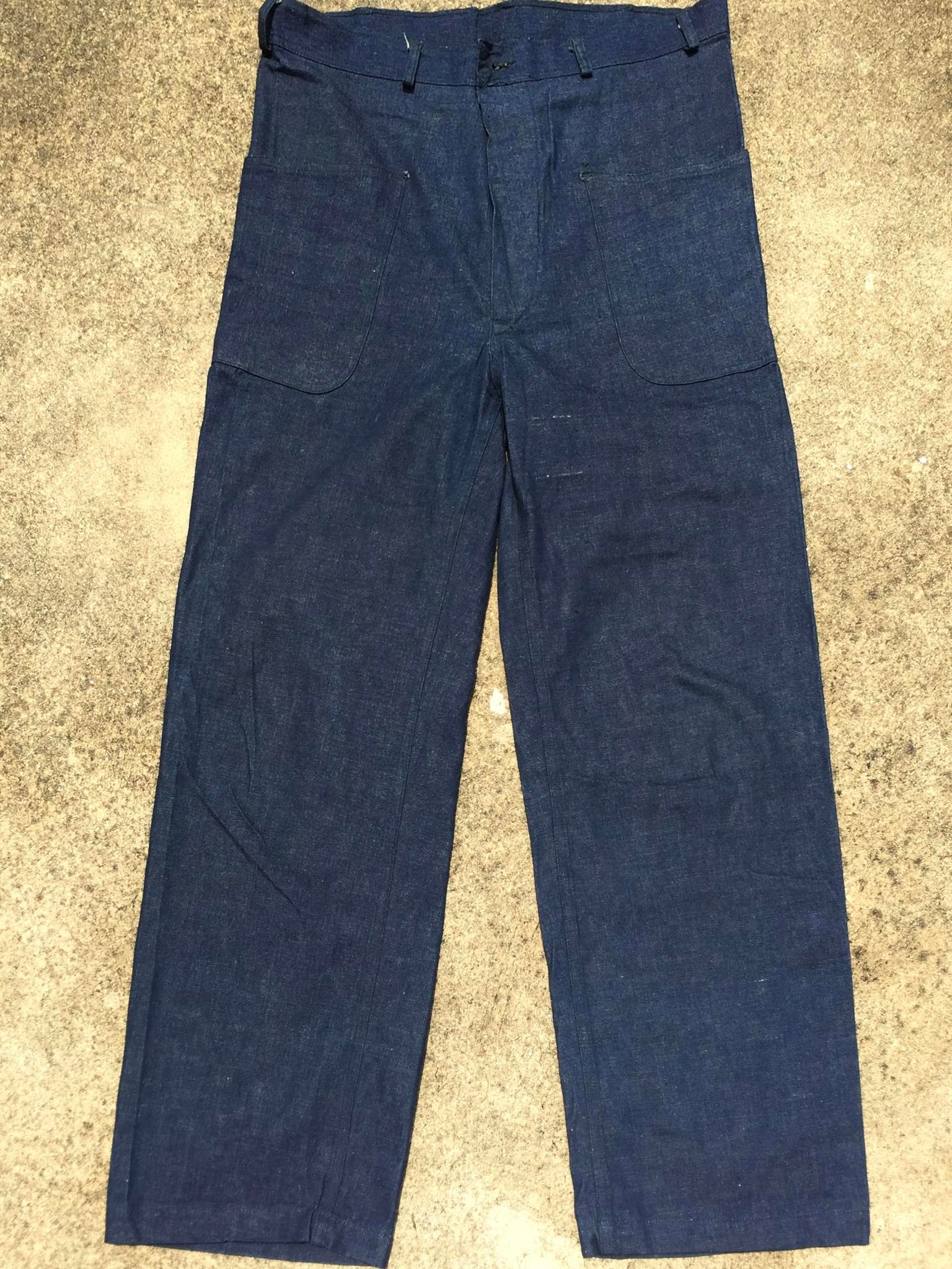Vintage World War I Navy denim jeans found in original duffle