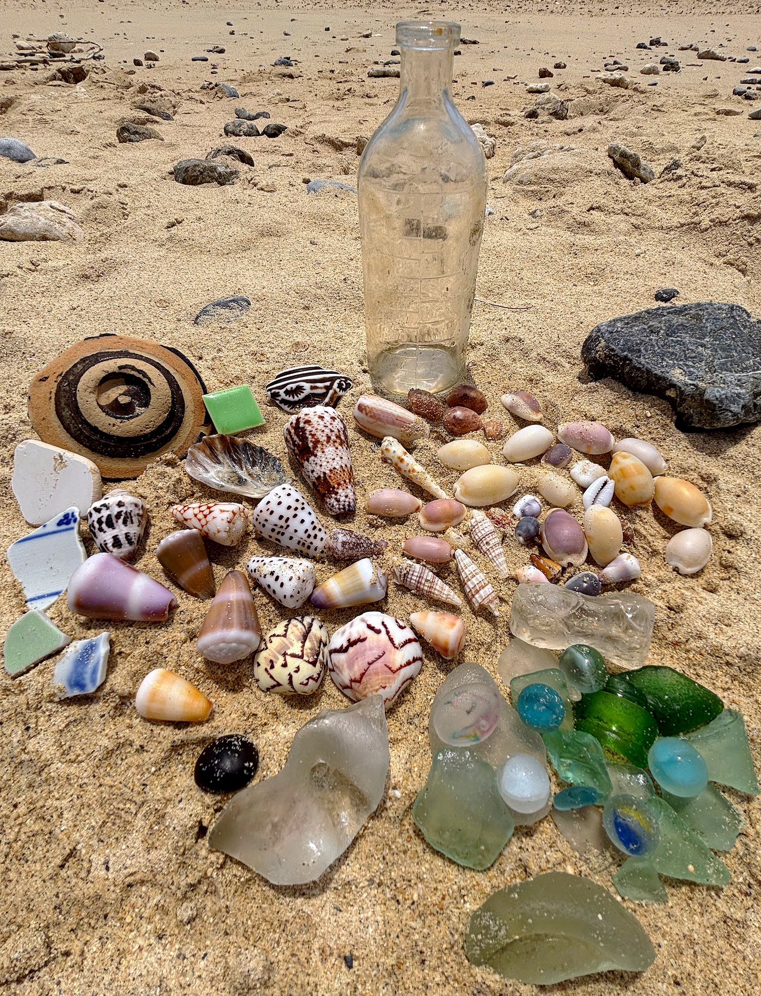 Beautiful hand blown glass and old iv bottle finds in Okinawa, Japan