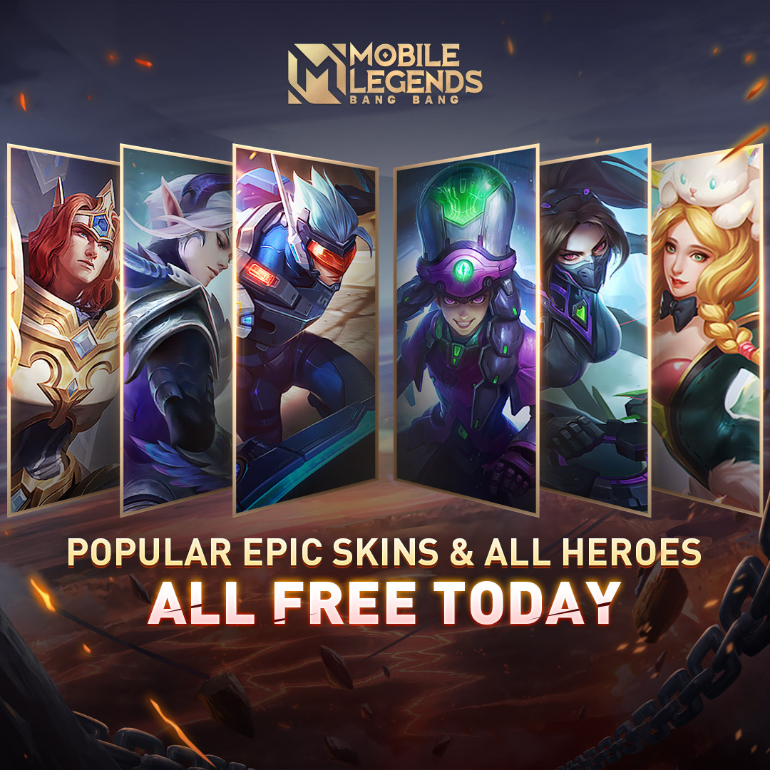 Mobile Legends Bang Bang Join The Amazing Year End Event On Dec 26 Free Access To Popular Epic Skins And All Heroes S A B E R Skin Seires V E N O M Skin Series And Any Hero You
