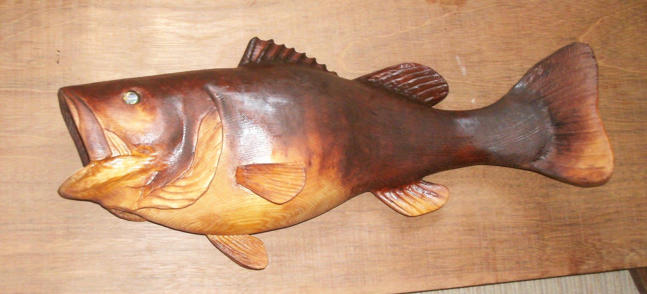 salmon carved from western red cedar. this is a beautiful  display picture 1