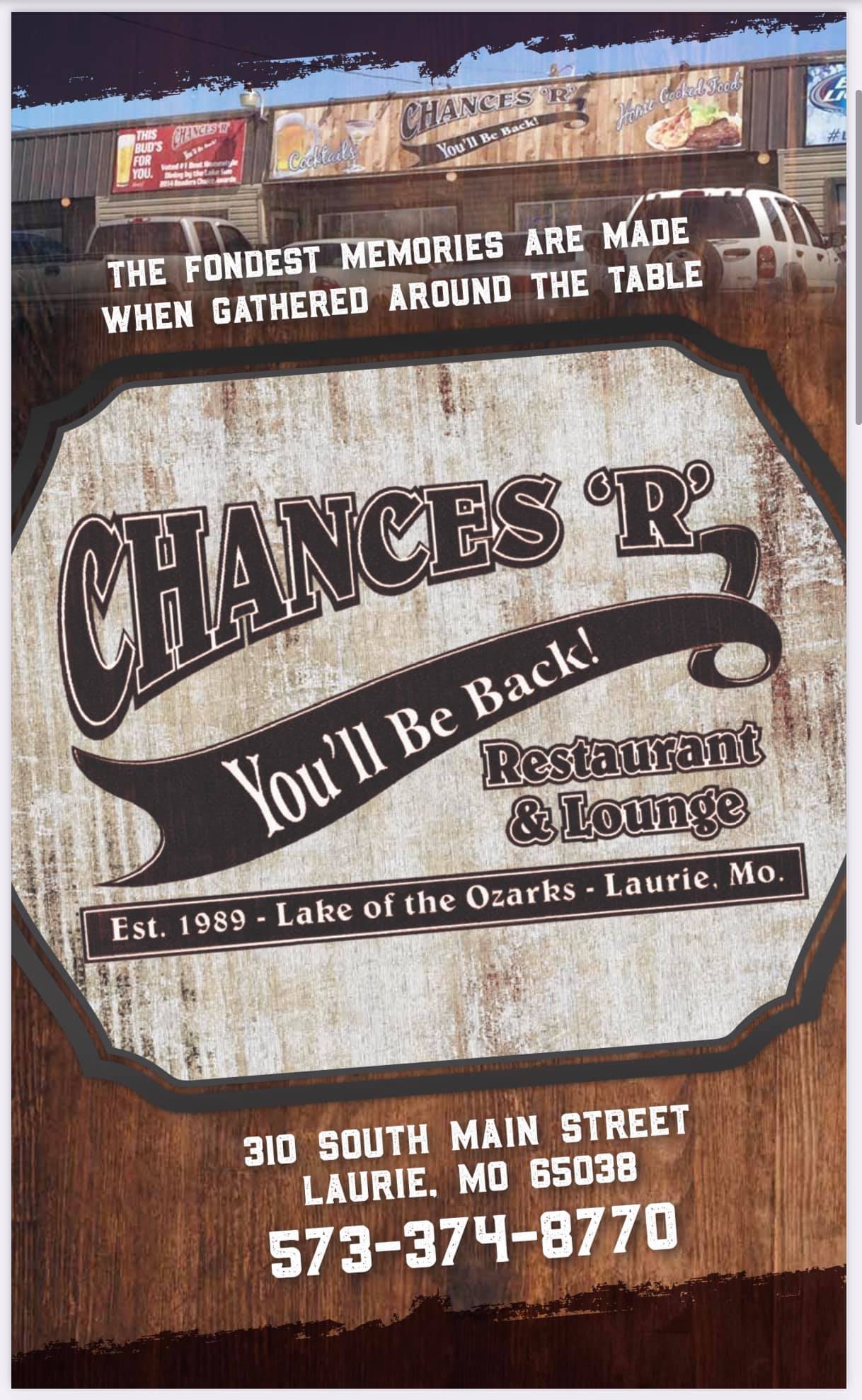UPDATED MENUS ARE OUT - Chances 'R' - Lake of the Ozarks | Facebook