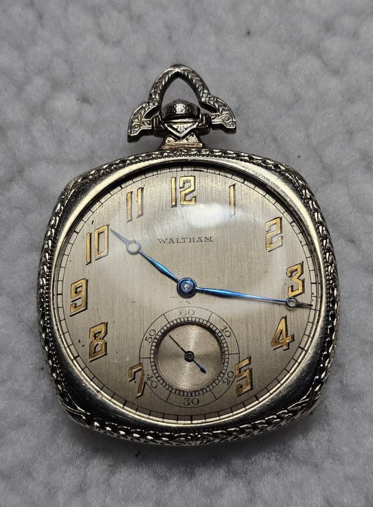 Waltham 12-size grade 239 pocket watch with 19 jewels re-stamped as 17