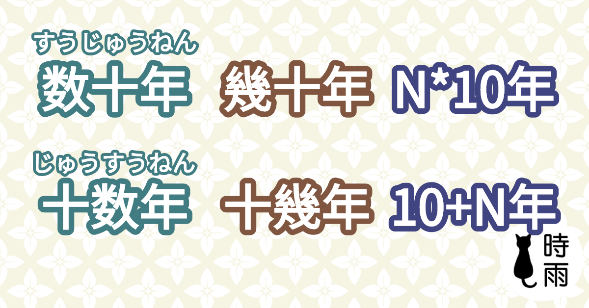 時雨の町-日文學習園地 - 幾十年的日文就是数十年，十幾年的日文就是十数年，中文一字之差差之千里，日文也是。
