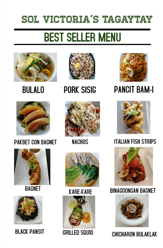 Sol Victoria’s Tagaytay - Sol Victoria's Best Seller Menu Try Now ...