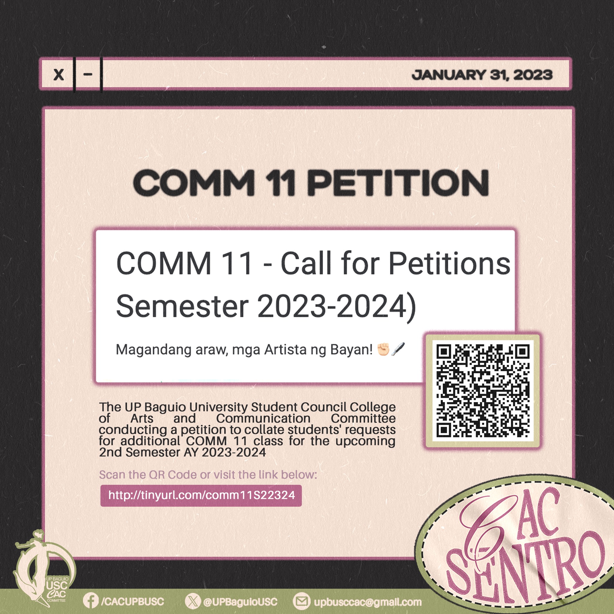 Petition for Comm... - UPB College of Arts and Communication