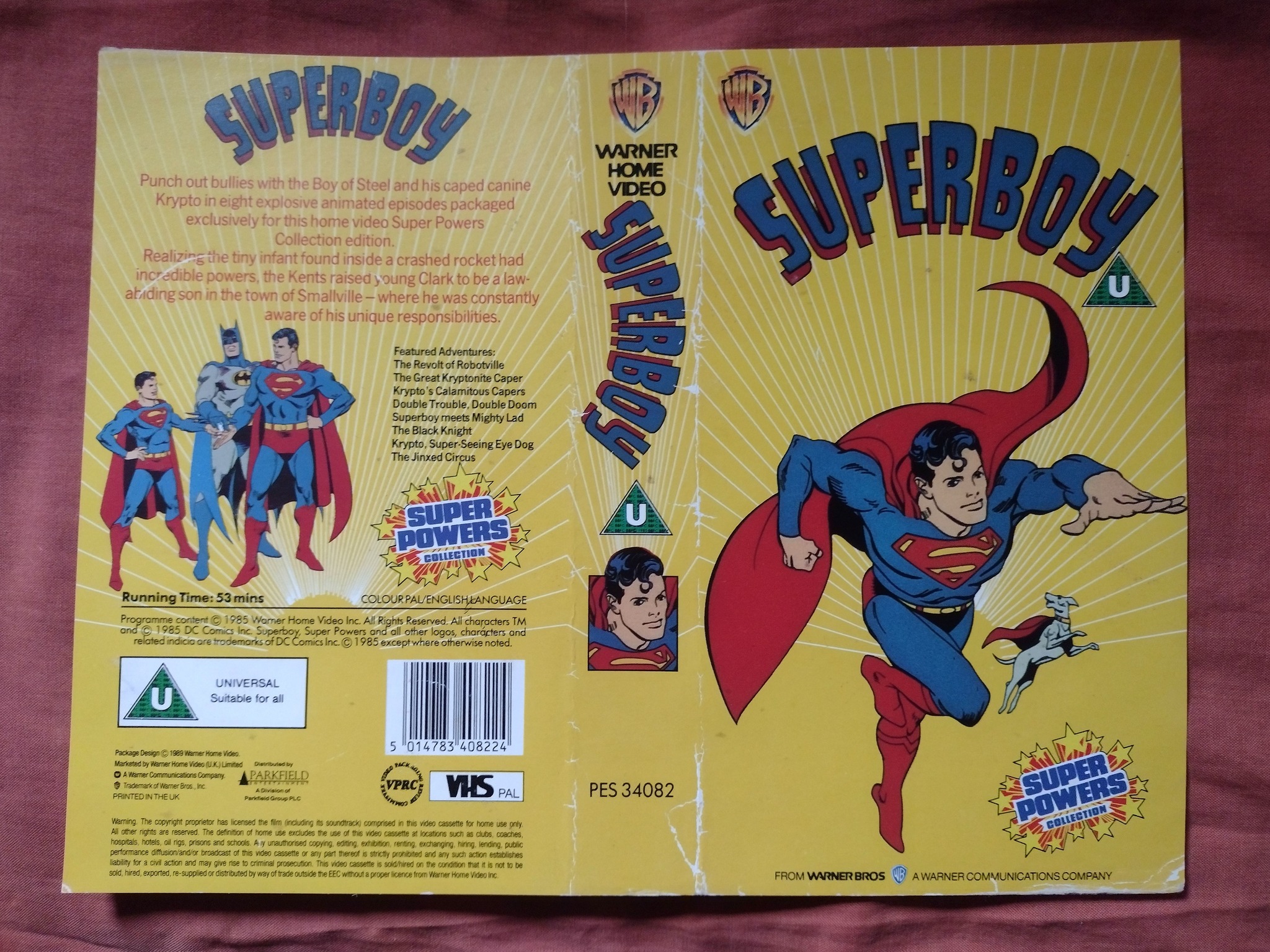Super Powers collection VHS tape covers. Each VHS tape contained
