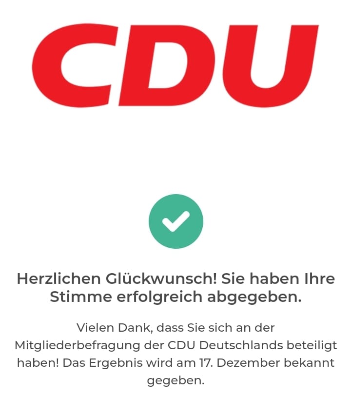 Rasmus Vöge - CDU - Habe mich soeben an der Mitgliederbefragung der CDU ...