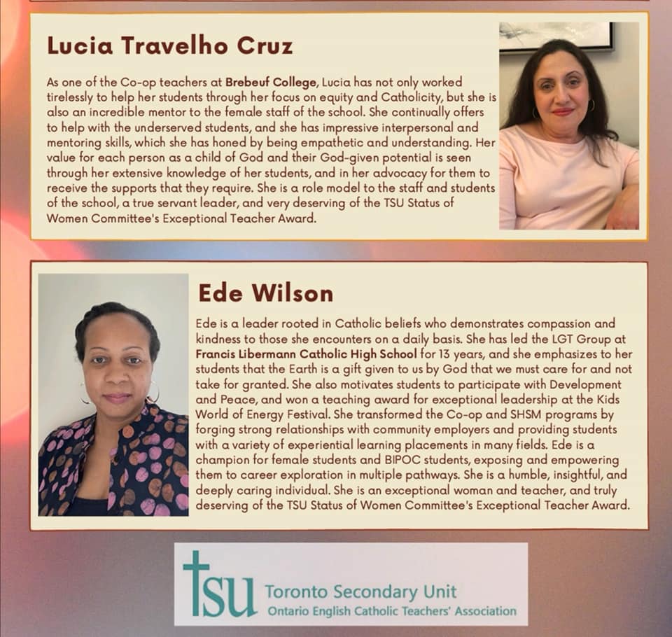 The TSU Status of Women... - OECTA - Toronto Secondary Unit