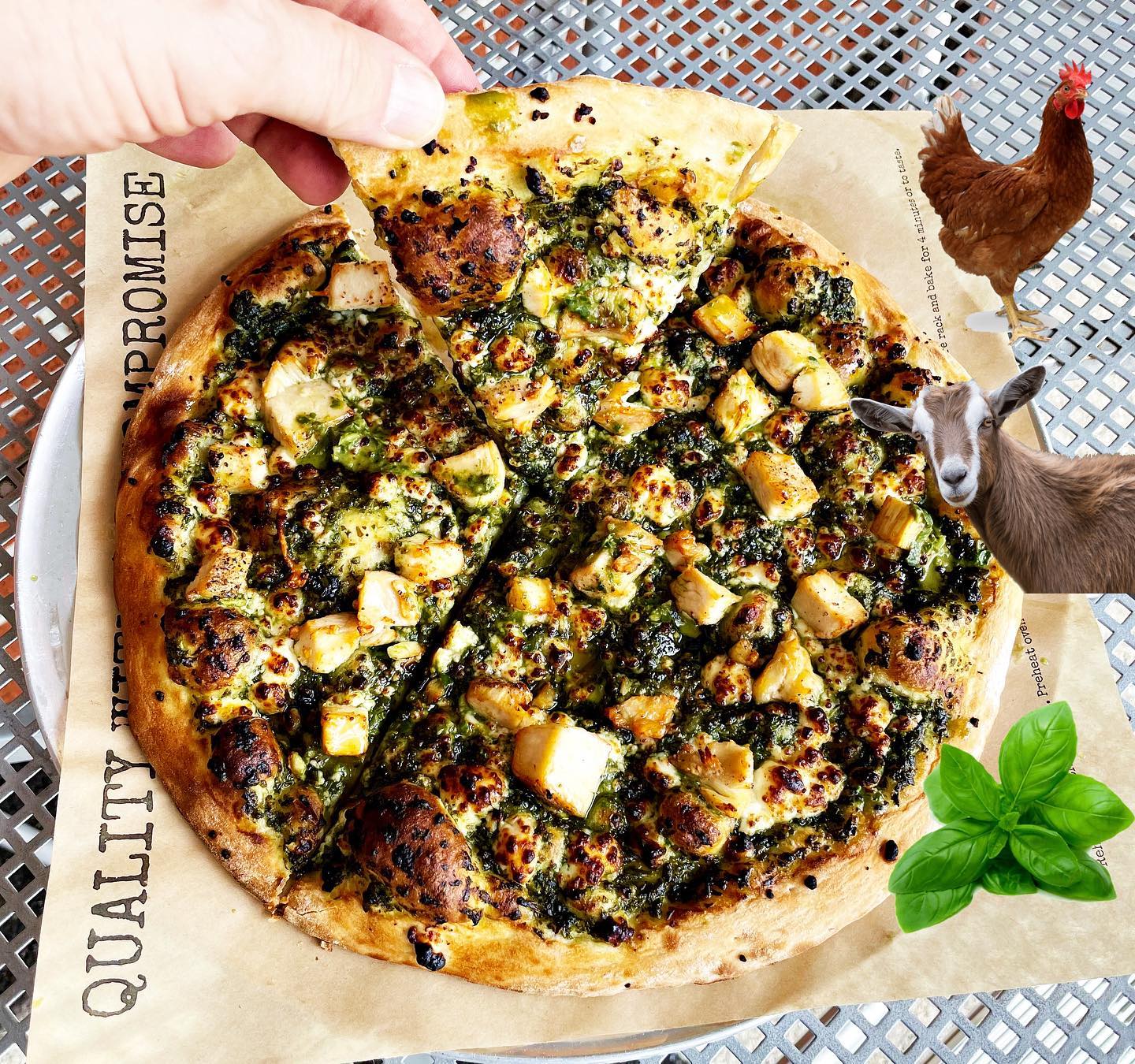CRUST - Today’s pizza suggestion. 🐐 🐓 🌿 . Shown house...
