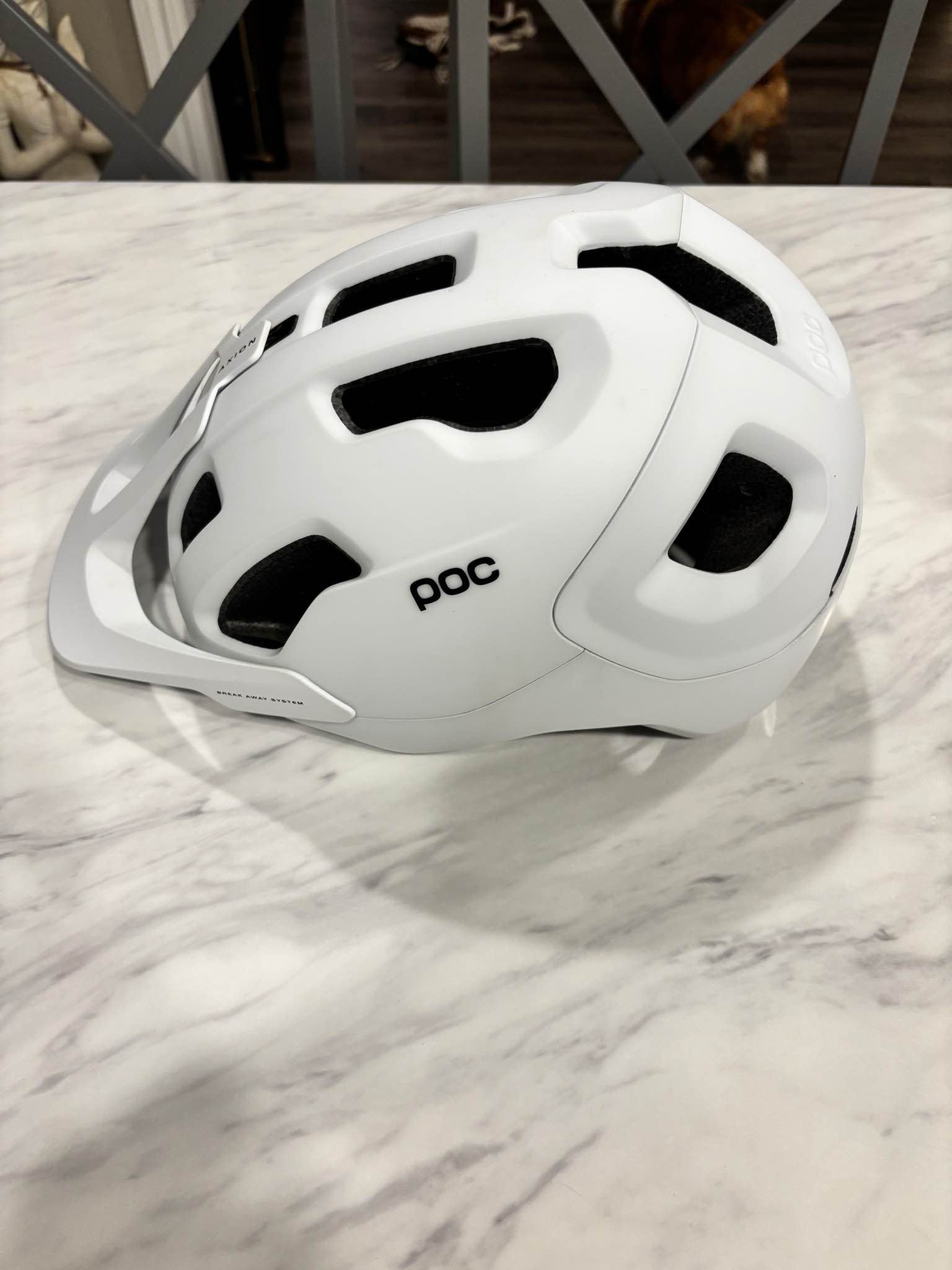 White POC Axion SPIN mountain bike helmet is size XL-XXL (59/60-61